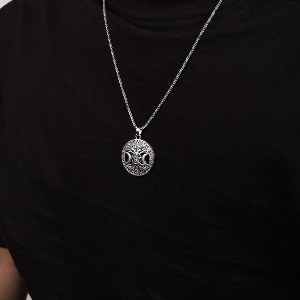 Silver Celtic Moon Pendant Necklace - Picture 6 of 6